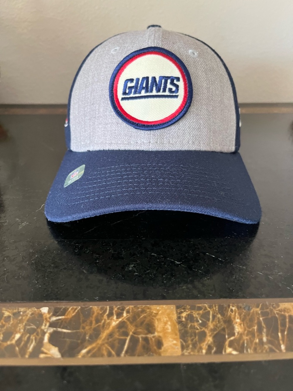 NFL  New ERA 39thirty New York Giants Gray and Navy Patch Trucker Hat 101